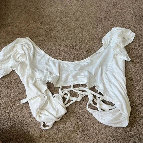 Blue Blush White Wrap Short Sleeve Shirt - Picture 2 of 3